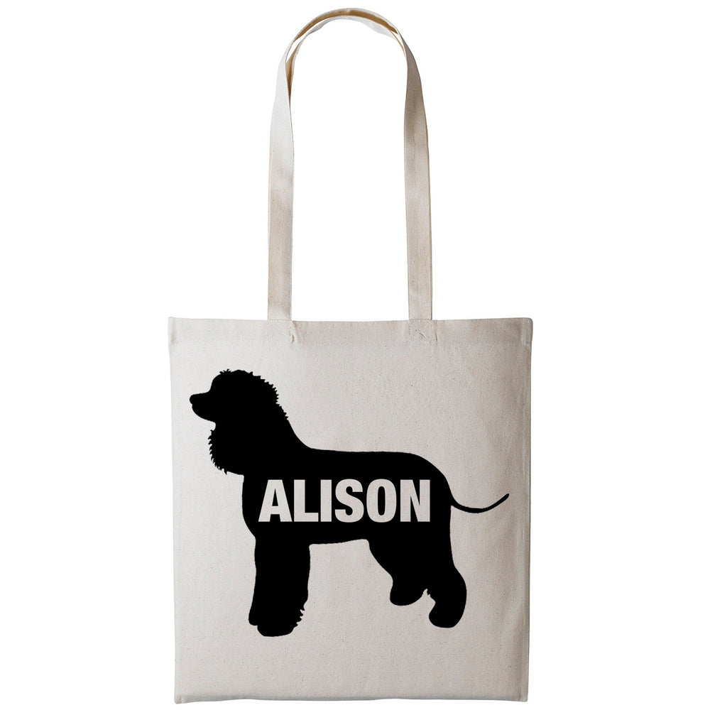 Irish water spaniel tote bag, spaniel gift, personalised tote bag, canvas tote bag, custom tote bag, shopping bag, large tote bag, tote bag