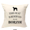 Borzoi cushion, dog pillow, borzoi pillow, cover cotton canvas print, dog lover gift for her 40 x 40 50 x 50 190