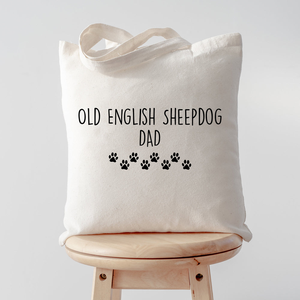 Old English Sheepdog tote bag, Old English Sheepdog dad, Sheepdog papa, Sheepdog gifts, Sheepdog tote, Sheepdog dad tote, 2580