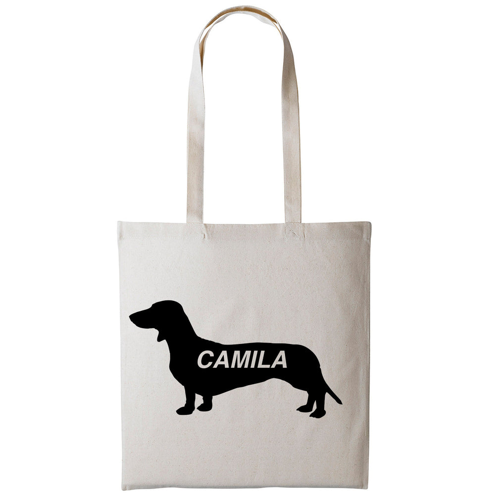 Dachshund dog tote bag gift custom tote bag canvas cotton personalized print long handle large shopping tote bag