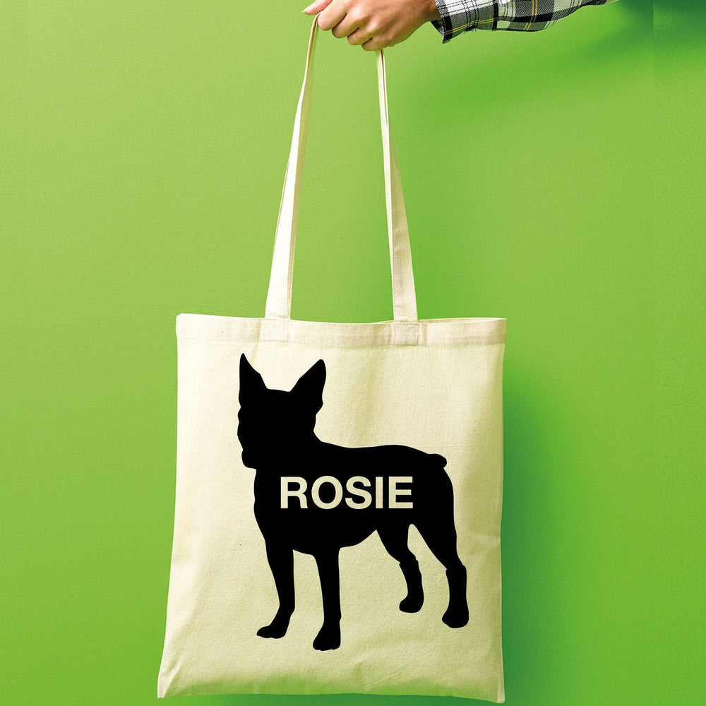 Boston terrier dog tote bag canvas cotton personalized print long handle large shopping tote bag