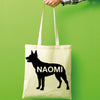 Kelpie dog tote bag canvas cotton personalized print long handle large shopping tote bag