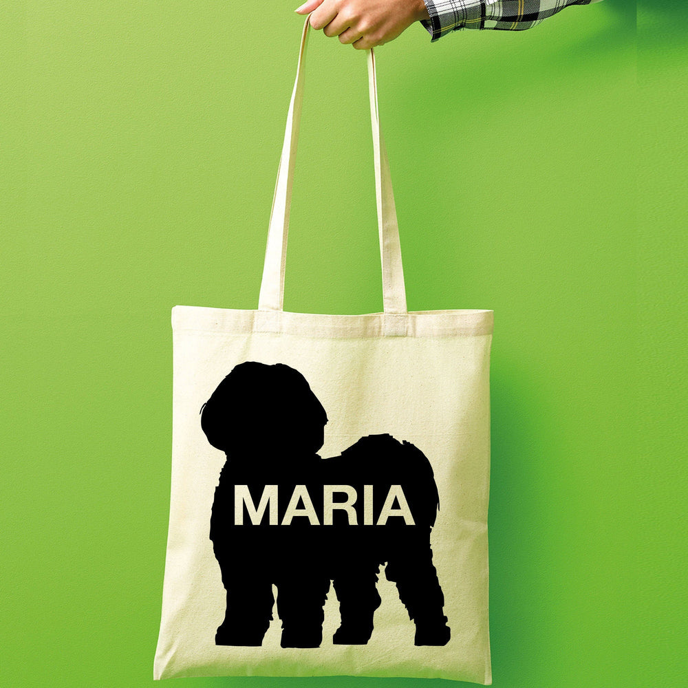 Shih tzu dog tote bag canvas cotton personalized print long handle large shopping tote bag
