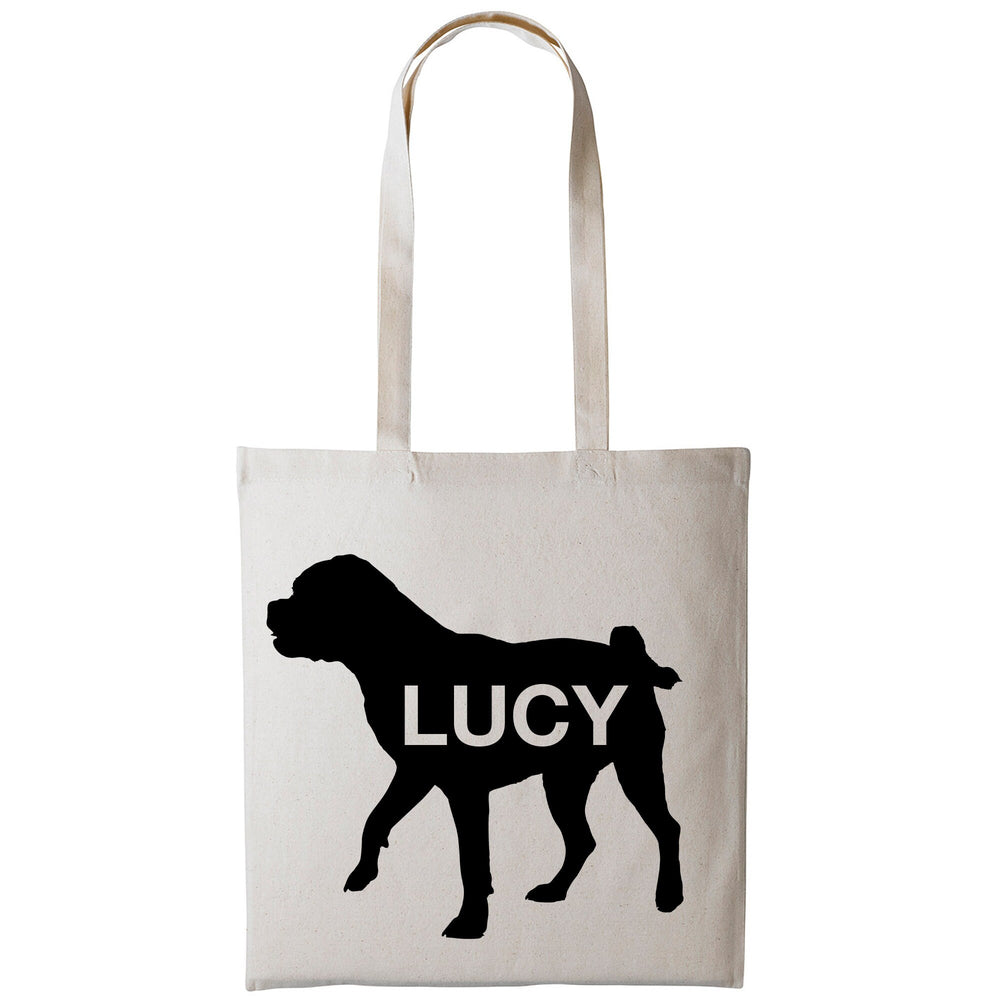 Puggle dog tote bag canvas cotton personalized print long handle large shopping tote bag