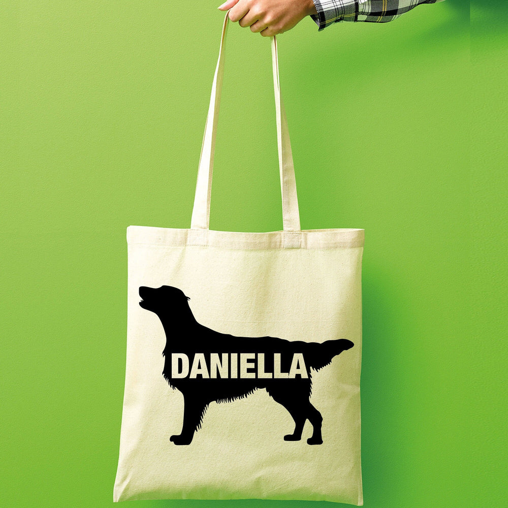Flat coated retriever tote bag gift custom tote bag canvas cotton personalized print long handle large shopping tote bag