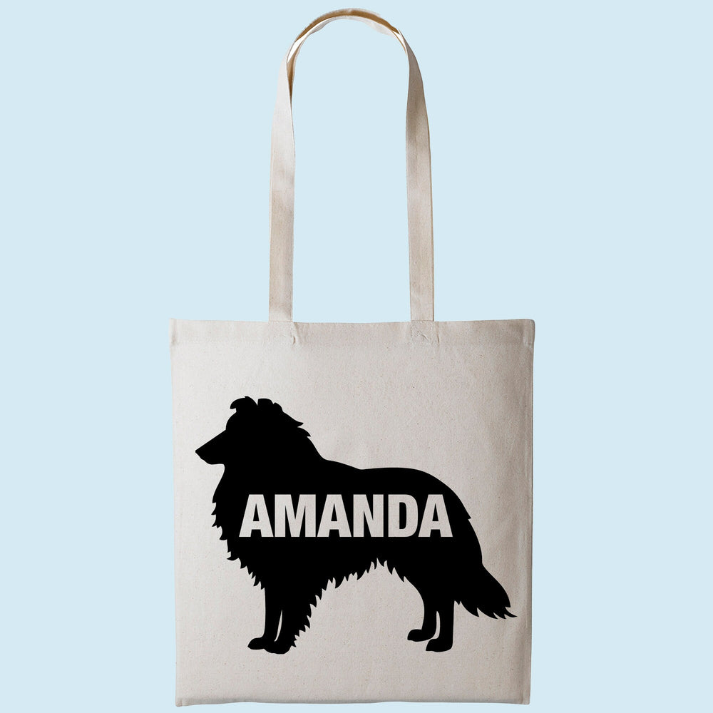 Shetland sheepdog tote bag gift custom tote bag canvas cotton personalized print long handle large shopping tote bag