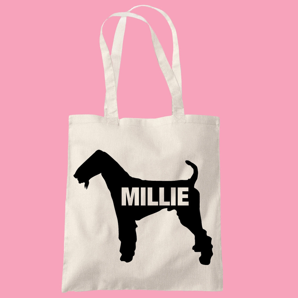 Airedale terrier tote bag gift custom tote bag canvas cotton personalized print long handle large shopping tote bag