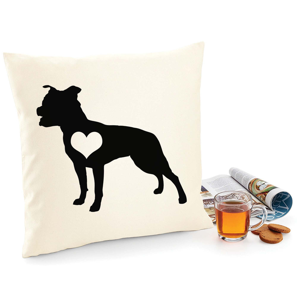 Staffordshire terrier cushion, staffordshire terrier pillow, cover cotton canvas print, dog lover gift for her 40 x 40 50 x 50