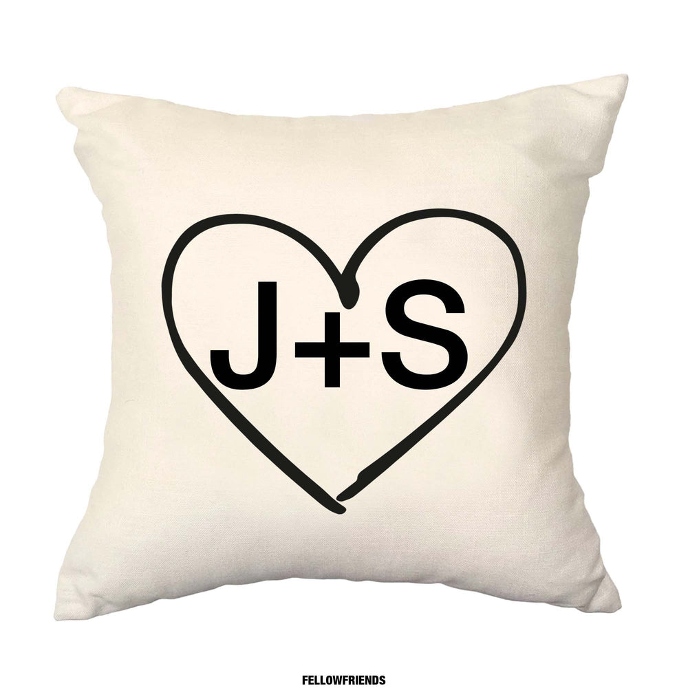 Personalised couple cushion custom initials pillow cover romantic anniversary couple gift 40 x 40 50 x 50