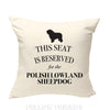 Polish lowland sheepdog pillow, lowland dog cushion, dog pillow, gift for dog lover, cover cotton canvas print, dog gift 40x40 50x50 457